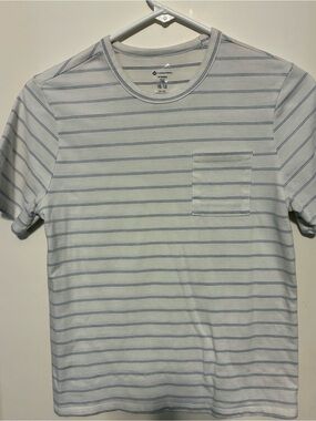 Boy’s Light Blue Striped Crewneck Pocket T-Shirt